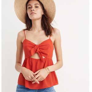 Madewell Silk Tie-Front Keyhole Cami